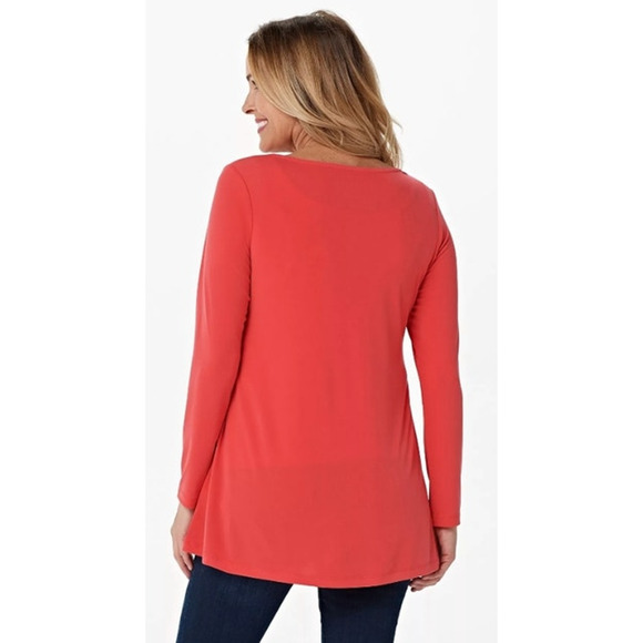 Susan Graver Modern Essential QVC Women Medium Watermelon Liquid Knit Blouse - Picture 4 of 8